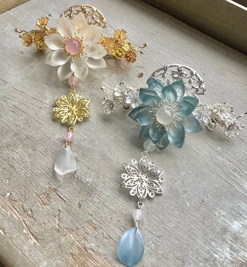 喵手作~雪莲花弹簧发夹 - 发饰 - 其他材质 多色