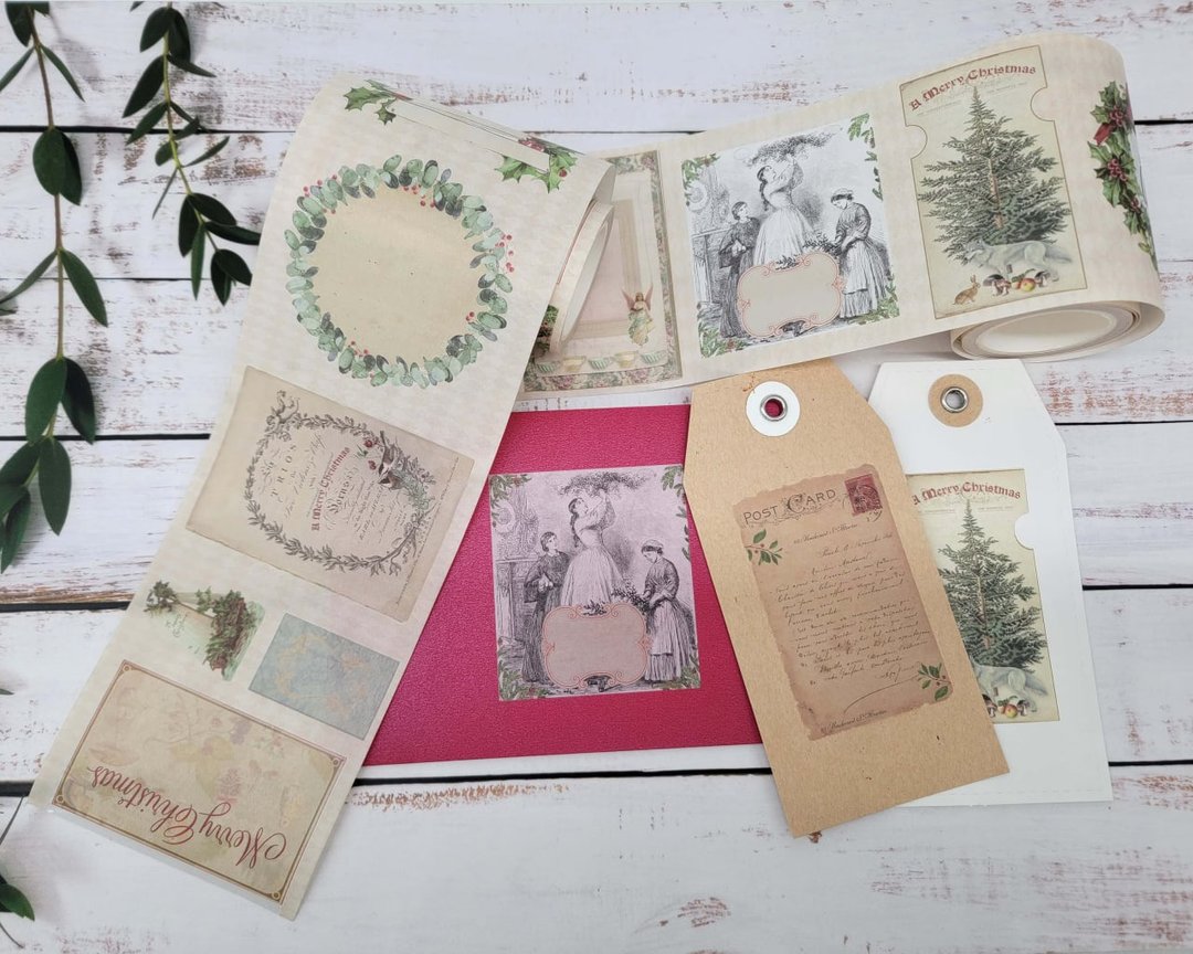 Vintage Christmas Washi Stickers: Victorian style die cut st - 贴纸 - 纸 多色
