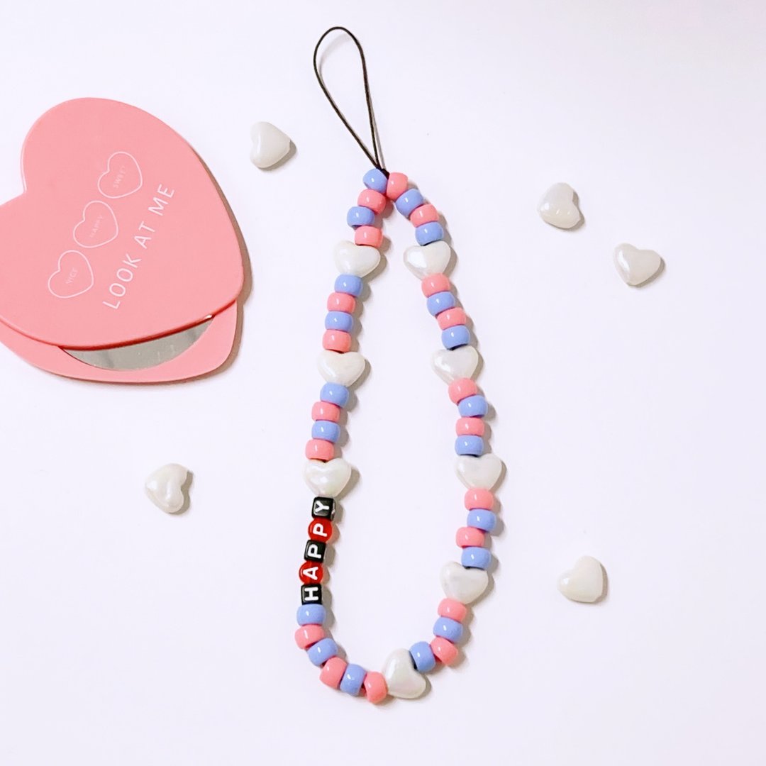 心心相印 手机绳 Phone Strap - 挂绳/吊绳 - 塑料 粉红色