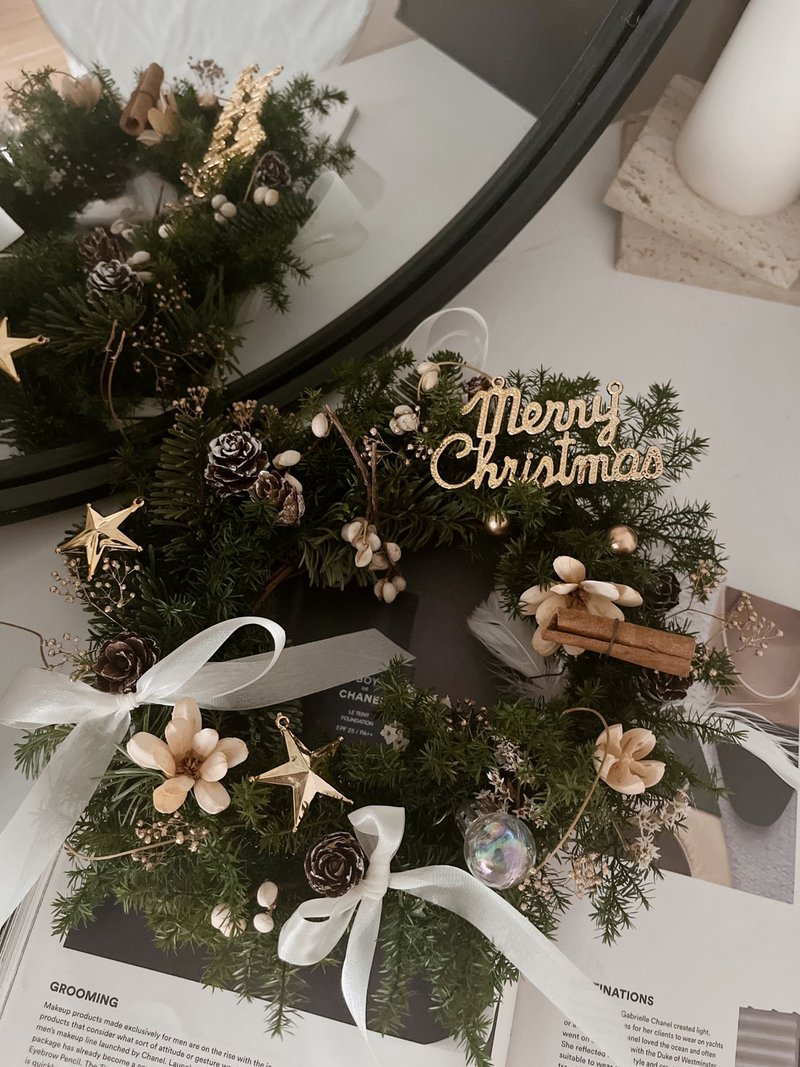 森林感 圣诞花圈 圣诞节礼物 圣诞礼盒 定制化礼物 交换礼物 - 干燥花/捧花 - 植物．花 绿色