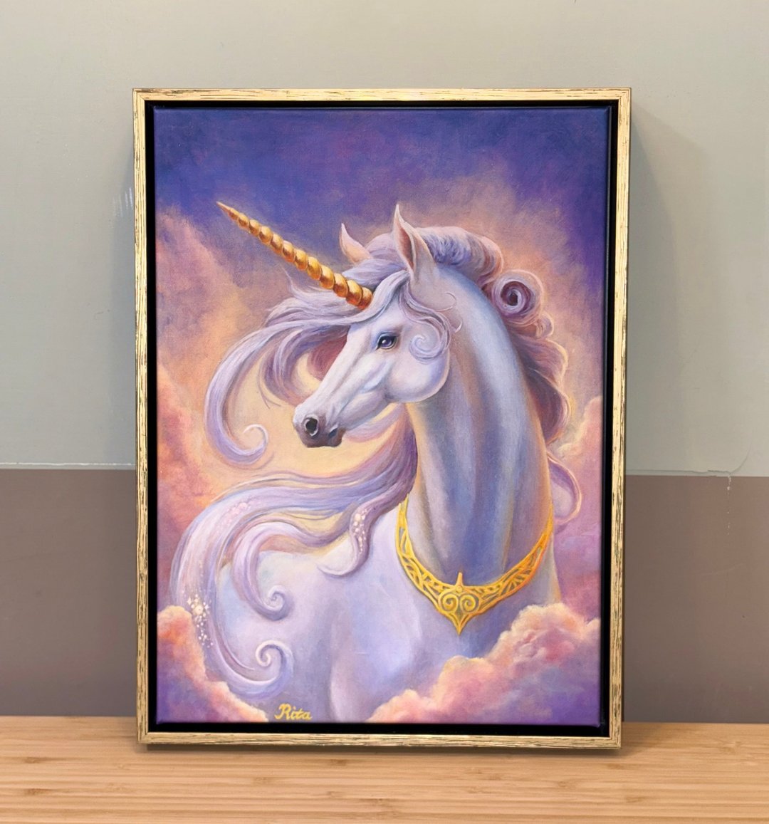 原创独角兽_顶级艺术微喷复制画_伊莲娜/挂画/unicorn/疗愈画 - 海报/装饰画/版画 - 棉 