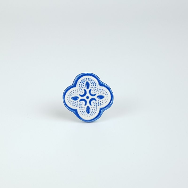 窗花系列 - 窗花胸针 - 胸针 - 瓷 蓝色