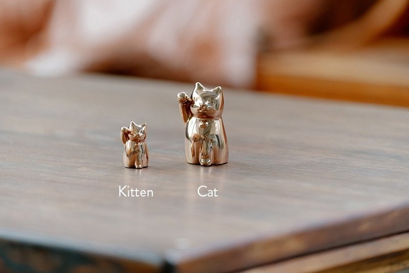 【单只幼猫_玫瑰金色 | 无香氛】招财猫 招财猫 招财 礼物 送礼 - 摆饰 - 其他金属 金色