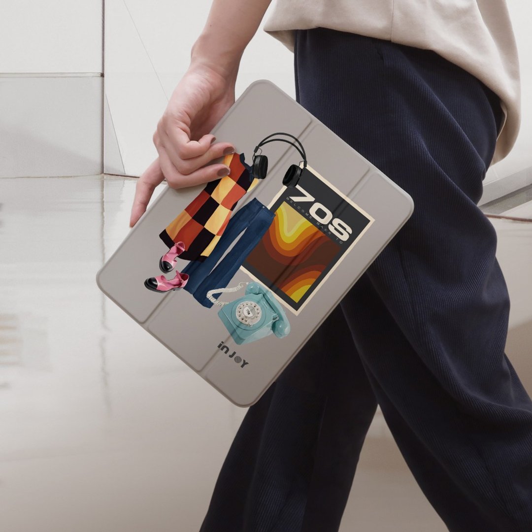 iPad case 12.9/Air5/iPad 9/mini7 嬉皮70年代 附笔槽平板保护套 - 平板/电脑保护壳 - 其他材质 灰色