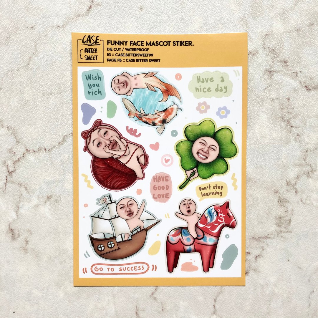FUNNY FACE STICKER :: MASCOT - 贴纸 - 防水材质 红色