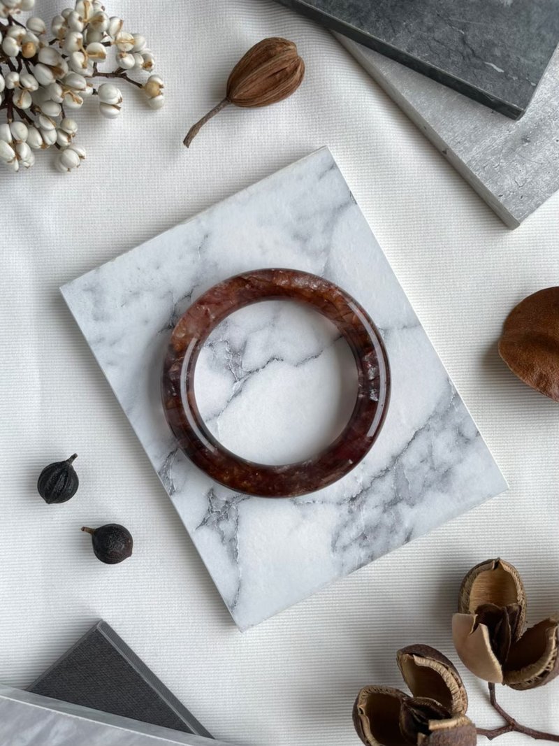 干燥枫叶红胶花手镯//62.8圈口 - 手链/手环 - 水晶 红色