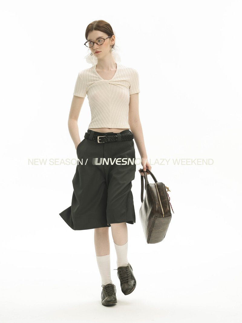 Unvesno(UN) 450G 三种打折解构中性橡筋腰头宽松中裤西裤 - 男士长裤 - 其他材质 