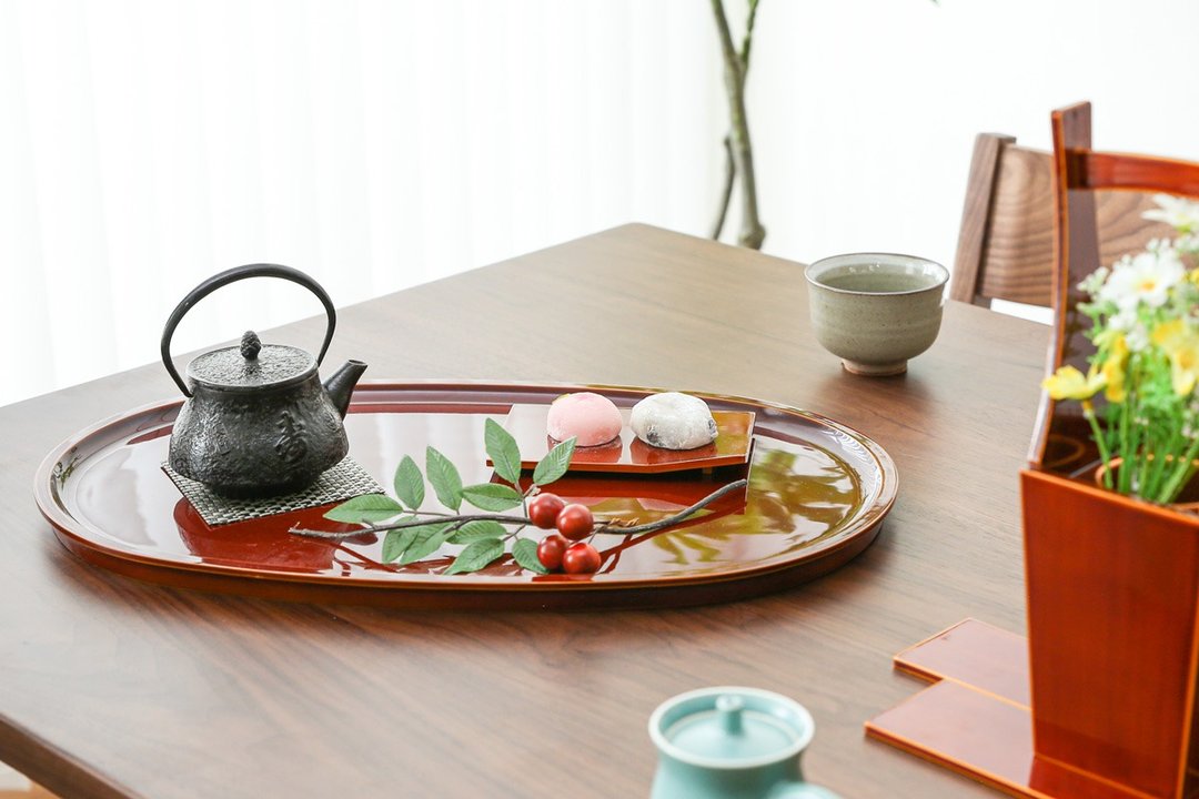 飞騨春庆 元田漆器 大福托盘 - 托盘/砧板 - 木头 咖啡色