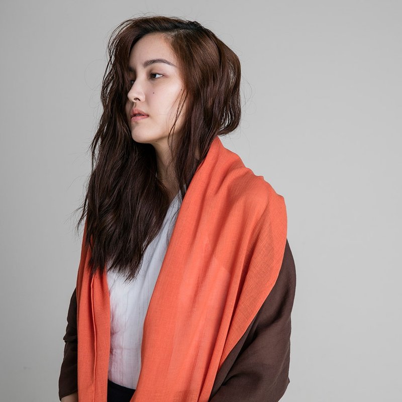 纯棉双色围巾 - 摩洛哥 - 围巾/披肩 - 棉．麻 咖啡色