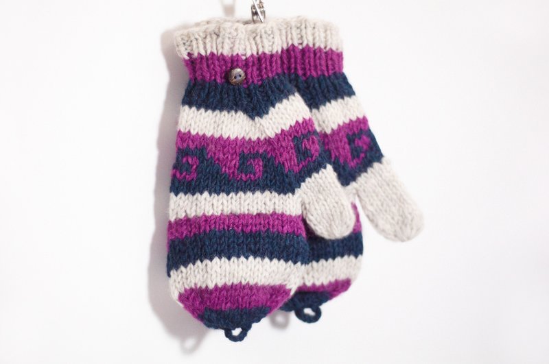 限量一件针织纯羊毛保暖手套 / 2ways手套 / 露趾手套 / 内刷毛手套 / 针织手套 - 撞色东欧民族图腾 - 手套 - 其他材质 多色