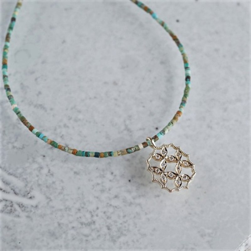 4 petal flower necklace Ⅲ [P066K10YG(NS)] - 项链 - 其他金属 