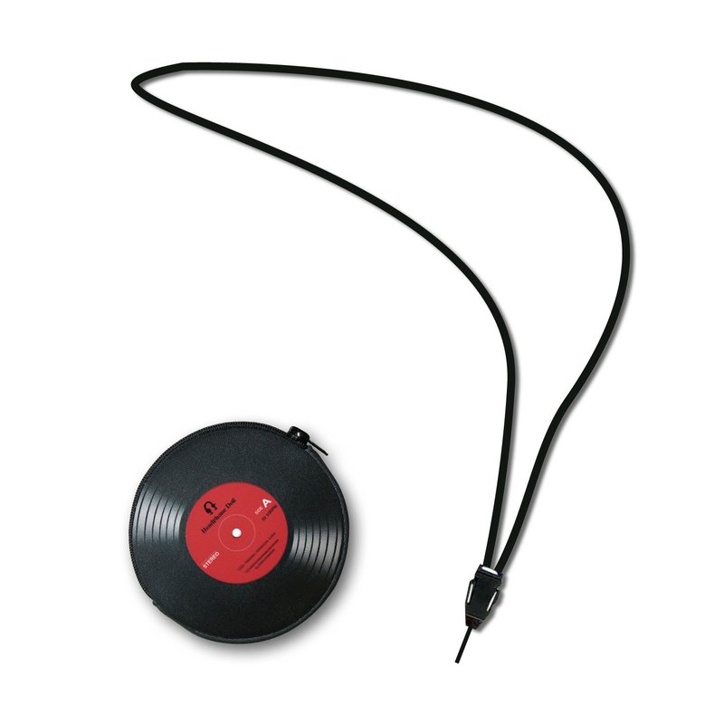 颈挂式唱片小置物包/钥匙包/钱包 (复古 黑胶 唱盘 Vinyl record) - 其他 - 聚酯纤维 黑色