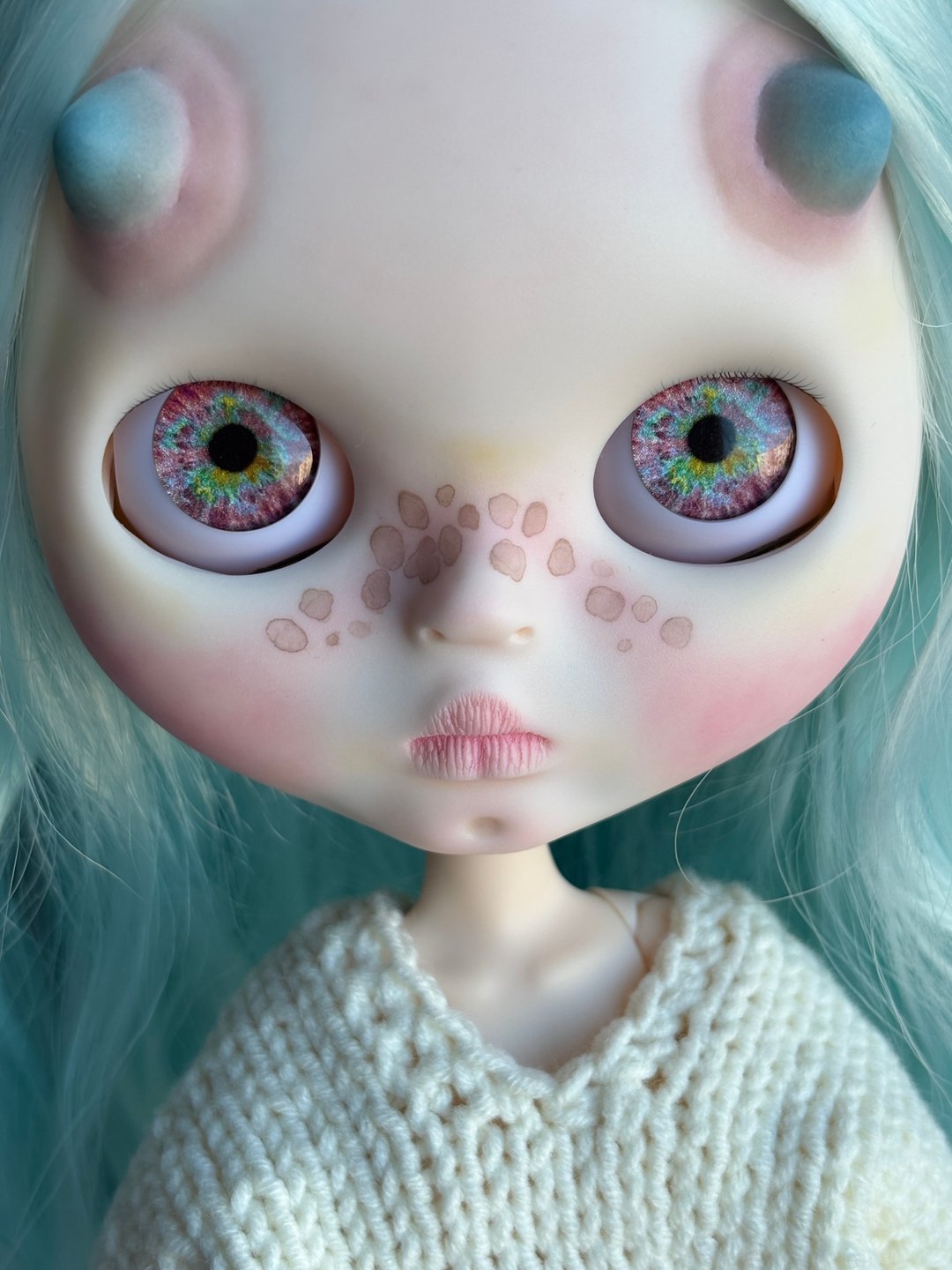 定制化 Blythe 娃娃 蓝发 OOAK 精灵娃娃 - 玩偶/公仔 - 塑料 蓝色