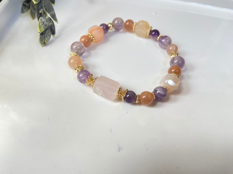 粉晶/紫水晶/紫兔毛/橙月光/樱花玛瑙 - 手链/手环 - 半宝石 多色