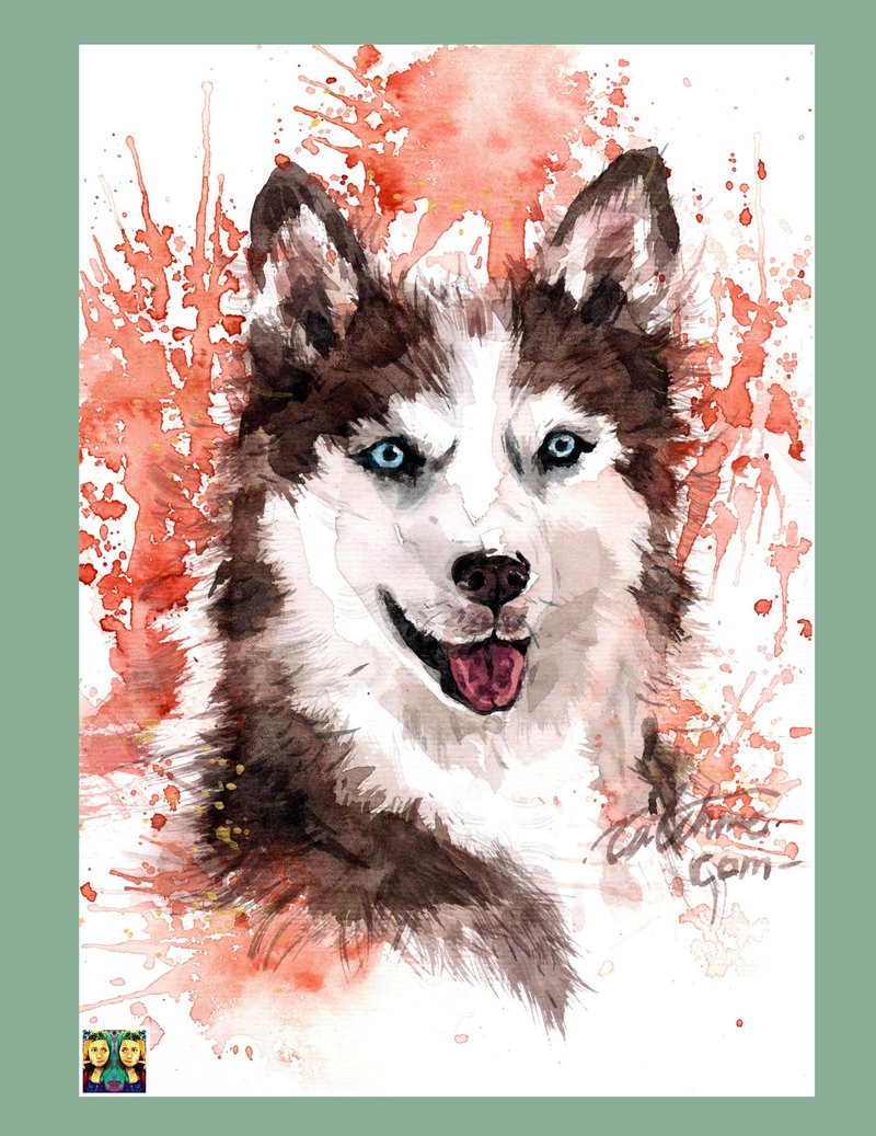 哈士奇_手绘原作(仅此一件) - 海报/装饰画/版画 - 纸 