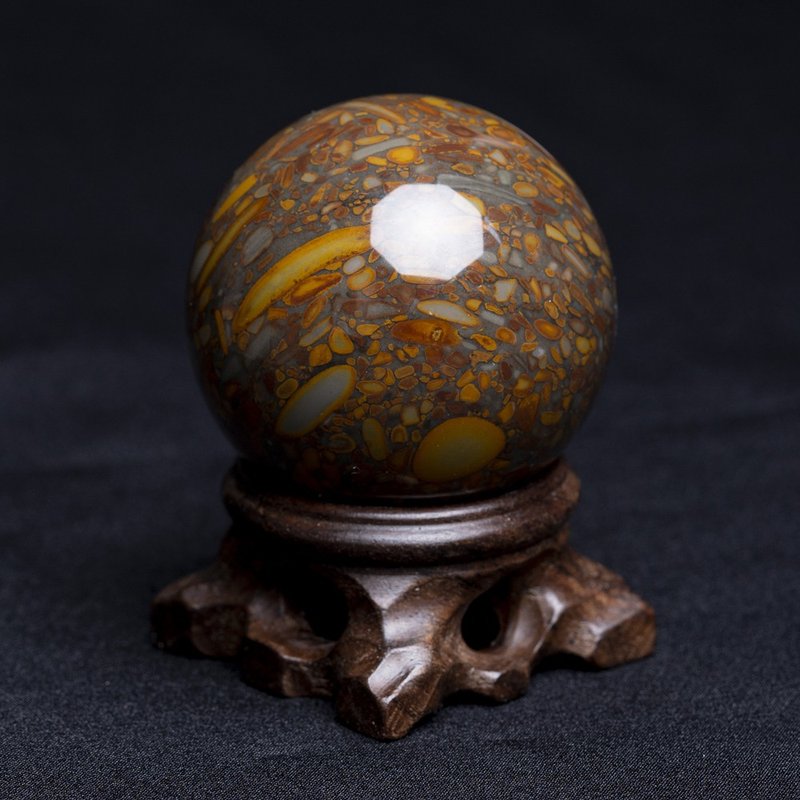 女娲石球 。赠实木底座 - 摆饰 - 水晶 咖啡色