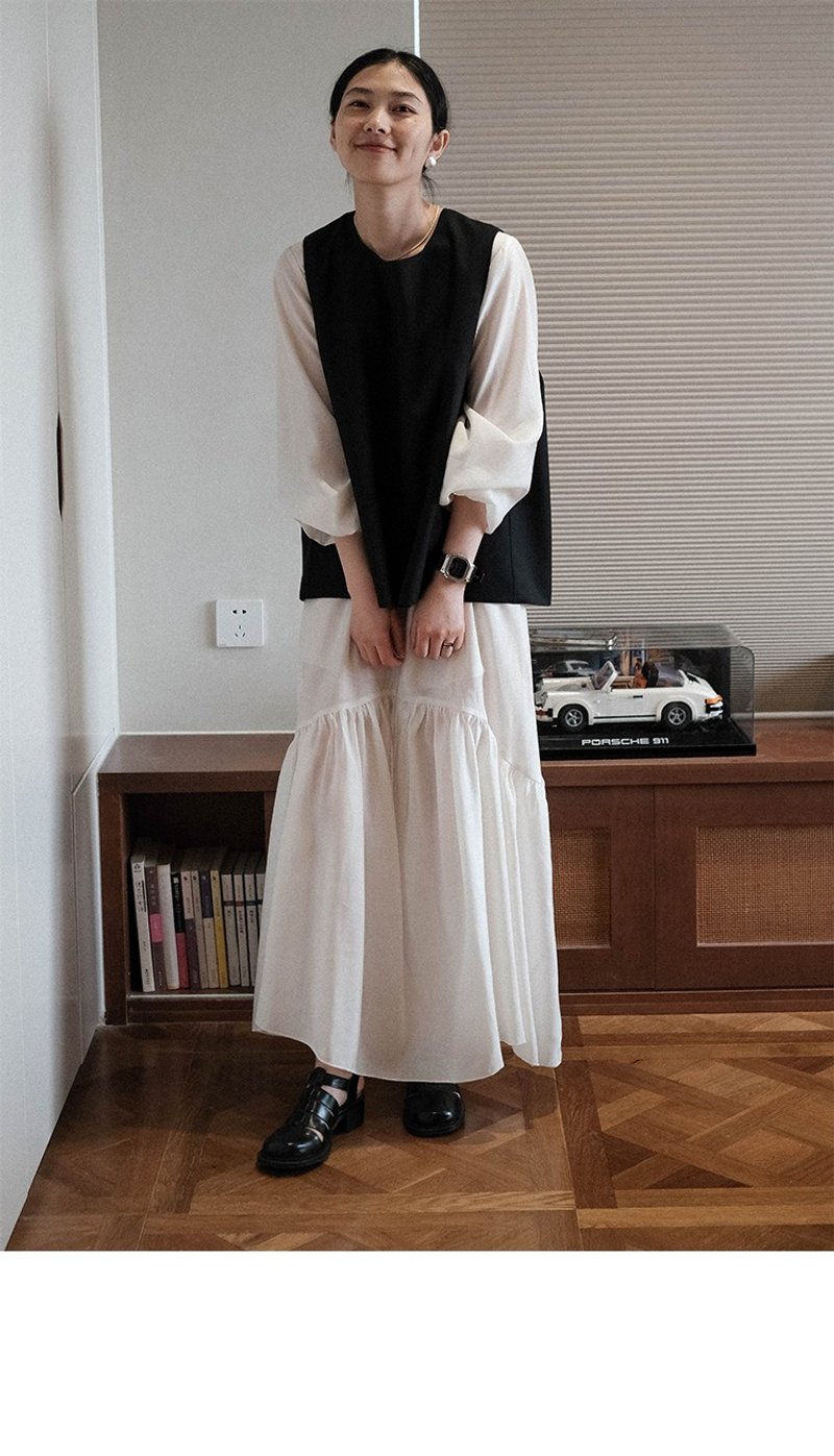 森系日系短宽松 春秋套头开衩西装马甲 - 女装背心 - 其他材质 