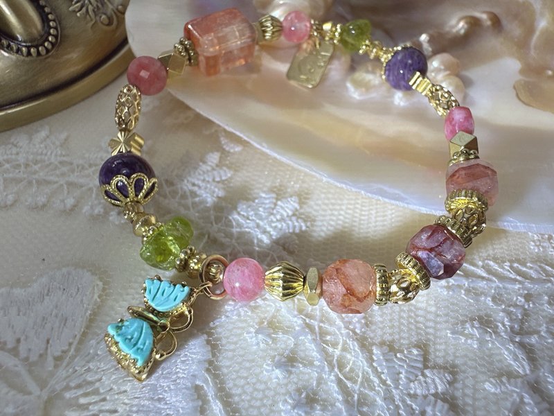 -秘密花园-天然水晶黄铜手链 - 手链/手环 - 铜/黄铜 