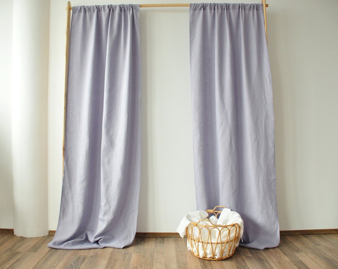Pastel lavender regular and blackout linen curtains / Custom curtains / 2 panels - 门帘/门牌 - 亚麻 紫色