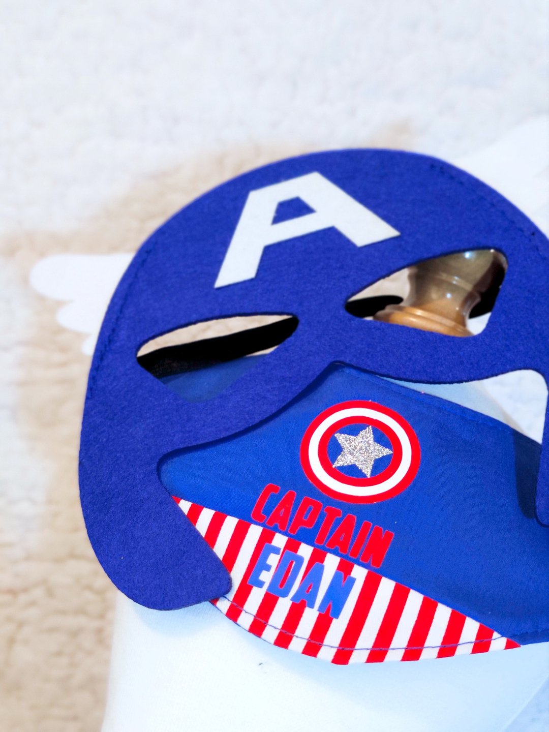 Halloween Captain America Superhero 造型 宠物围巾颈饰 连眼罩 - 衣/帽 - 棉 蓝色