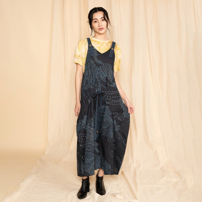 潮翼两穿吊带洋装_静隐珊瑚 - 女装上衣 - 棉．麻 蓝色