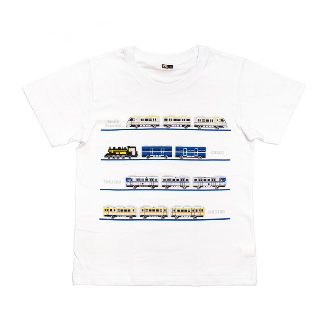 台湾火车系列 亲子童装 T-shirt 100%棉 台湾制造 独家设计 - 亲子装 - 棉 白色