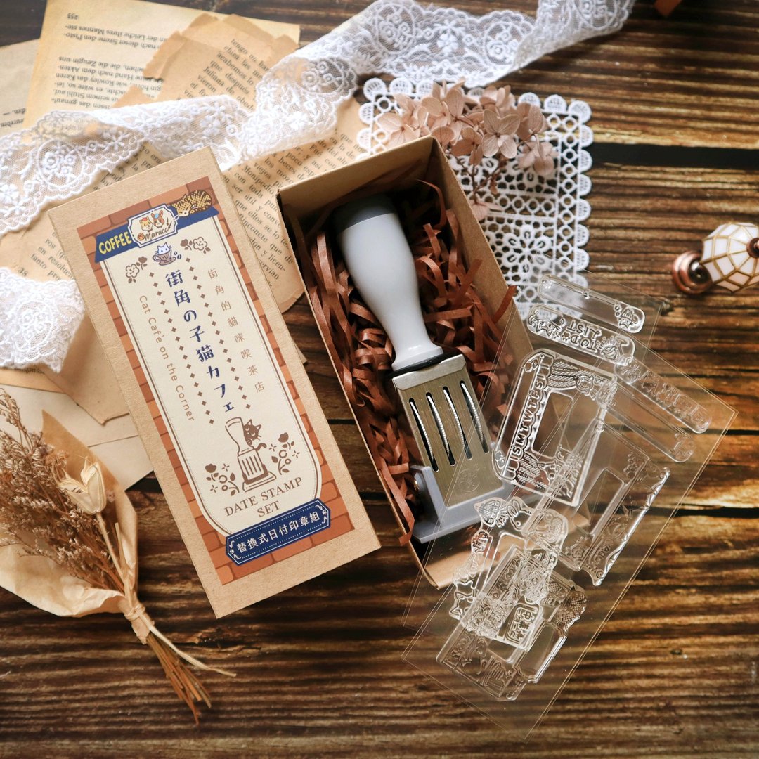 街角的猫咪吃茶店-日付印章组 - 印章/印台 - 塑料 多色