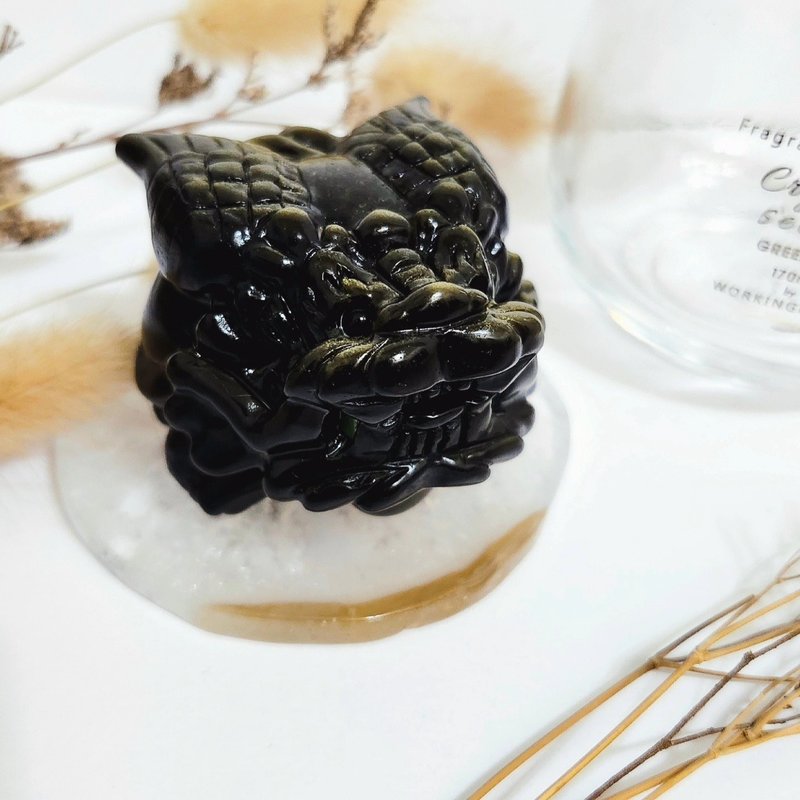 金曜石飞天龙龟 - 摆饰 - 水晶 黑色