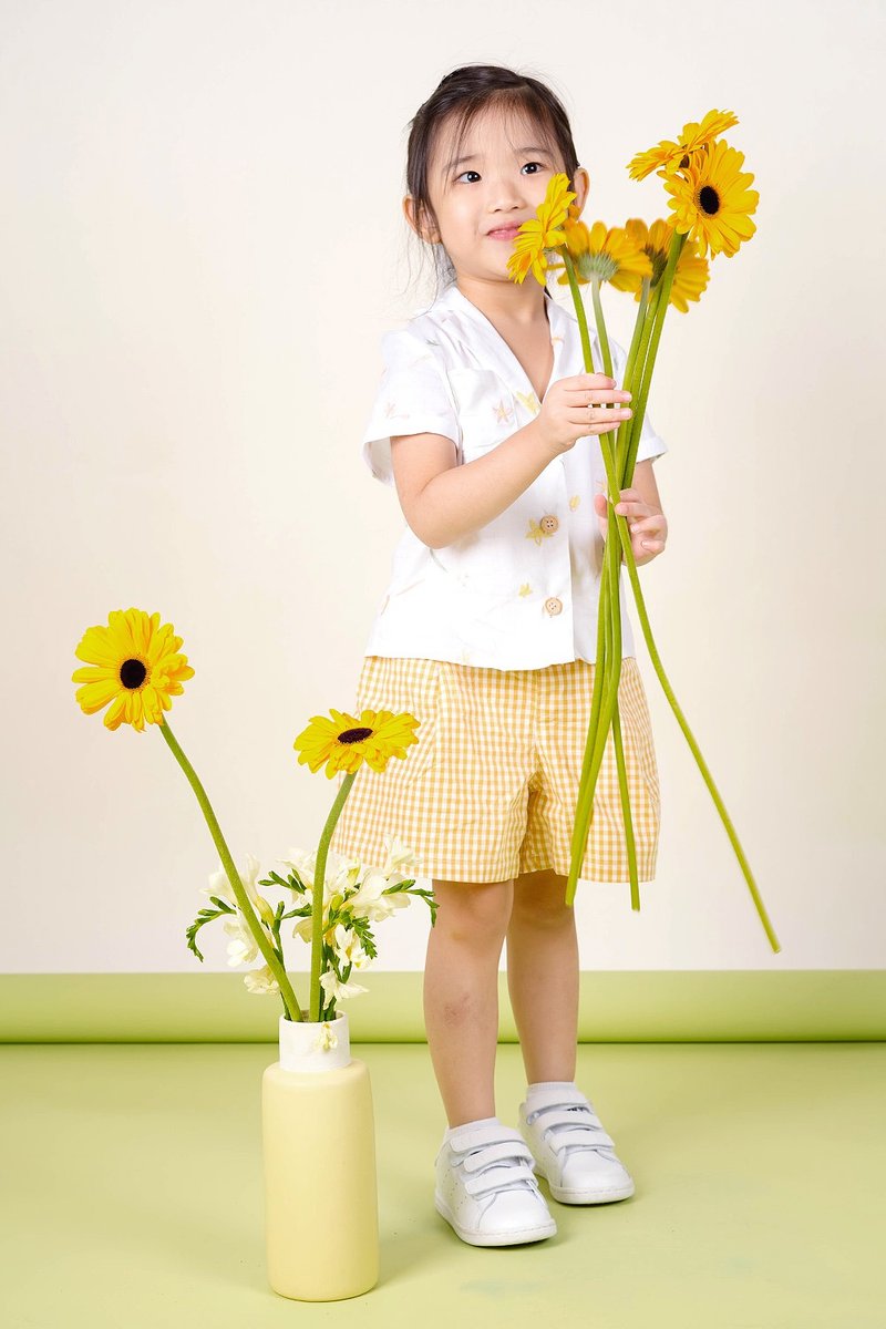 afterjuly daffodils系列 原创设计绣花童装上衣- 白色 - 童装上衣 - 棉 白色