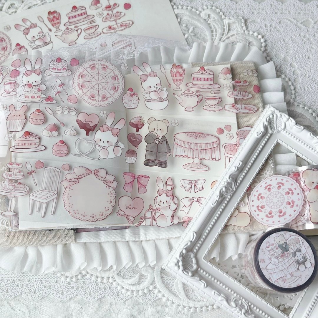 usakuma teatime party masking tape - 纸胶带 - 其他材质 多色