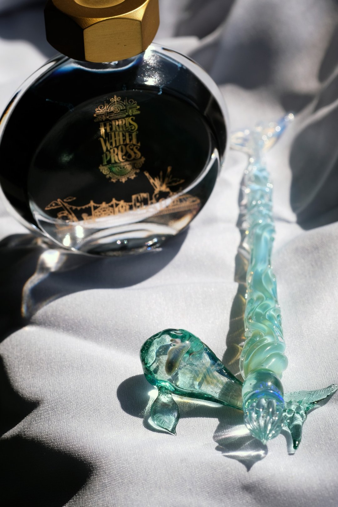 Mermaid Glass Dip Pen 人鱼尾玻璃笔 (鲸鱼水母) - 蘸水笔 - 玻璃 蓝色