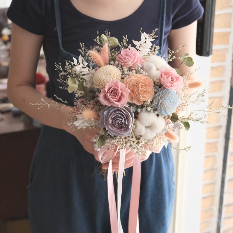 永生花+干燥花|浪漫粉色系捧花 登记 外拍 结婚捧花 - 干燥花/捧花 - 植物．花 蓝色