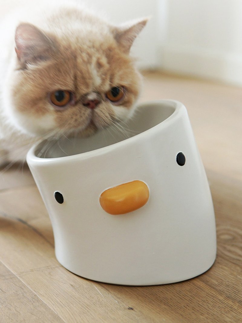 PURROOM原创设计宠物小鸡碗 - 碗/碗架 - 陶 白色