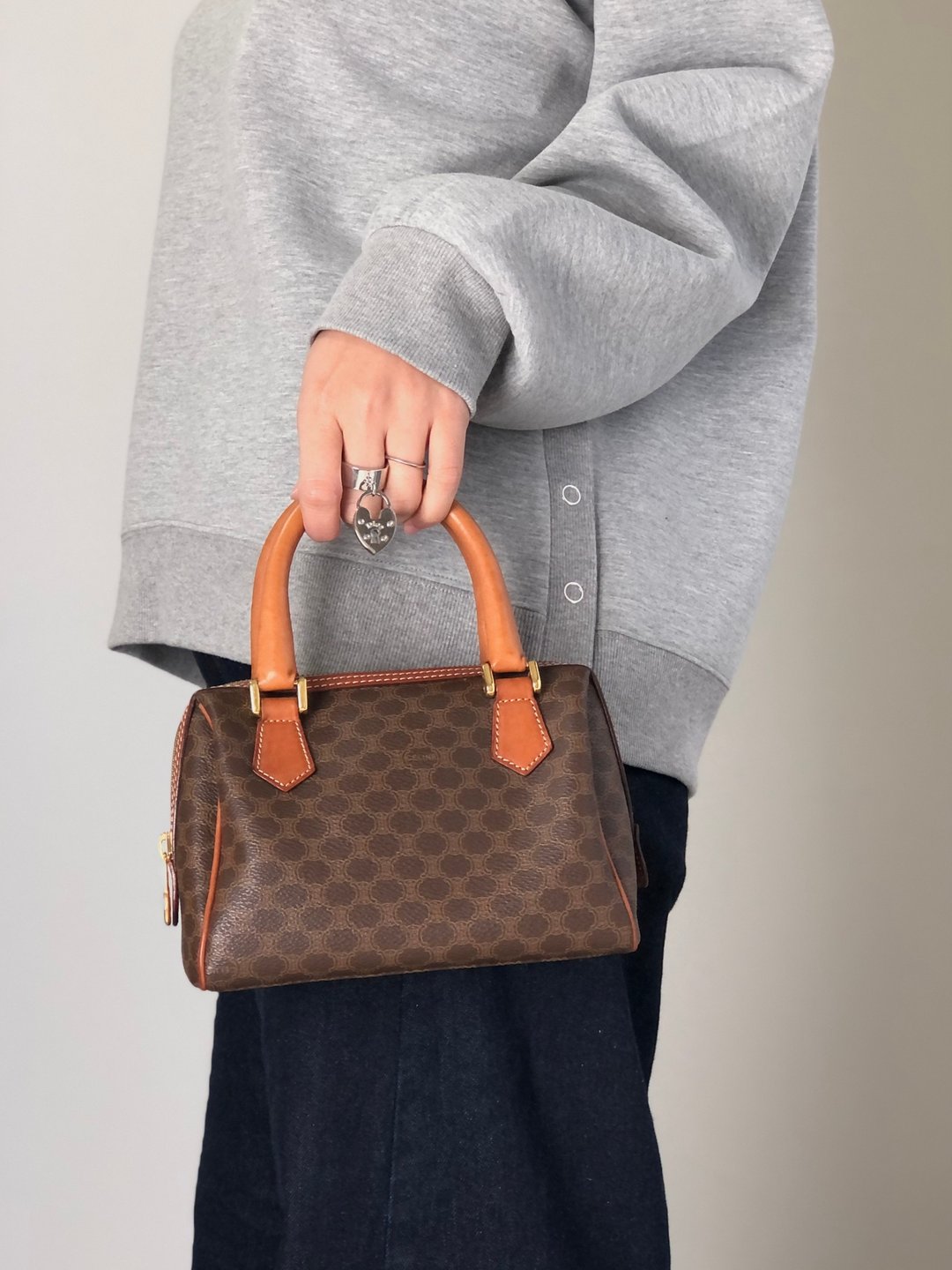 CELINE 凯旋门 Macadam 棕色 PVC 2WAY 迷你肩背包 Vintage - 侧背包/斜挎包 - 防水材质 咖啡色
