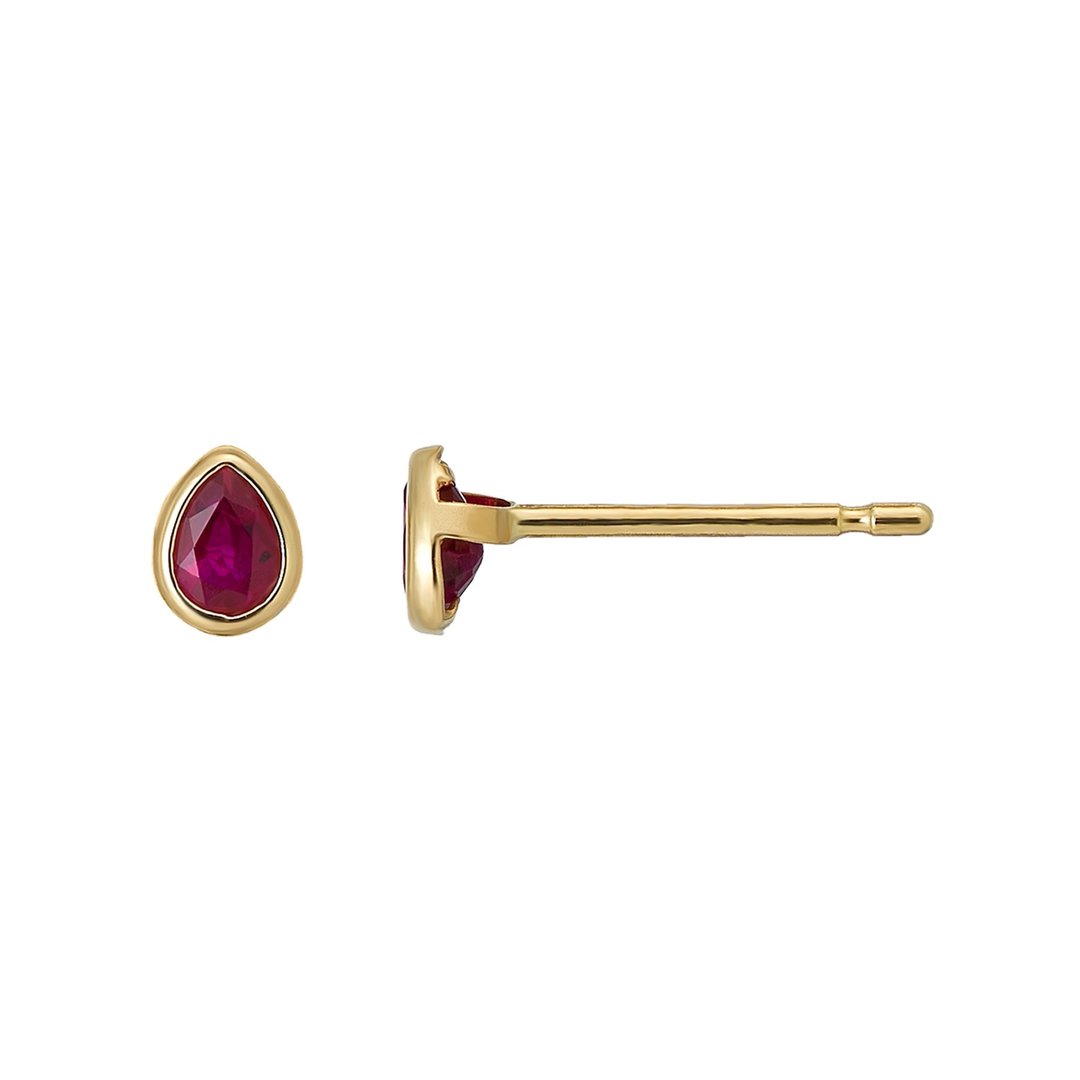 【Second Earrings】 18K 黄金红宝石露珠耳环 - 耳环/耳夹 - 贵金属 