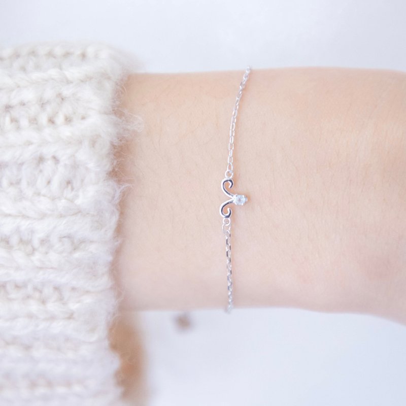 牡羊座925纯银天然石星座手链 - 手链/手环 - 宝石 银色