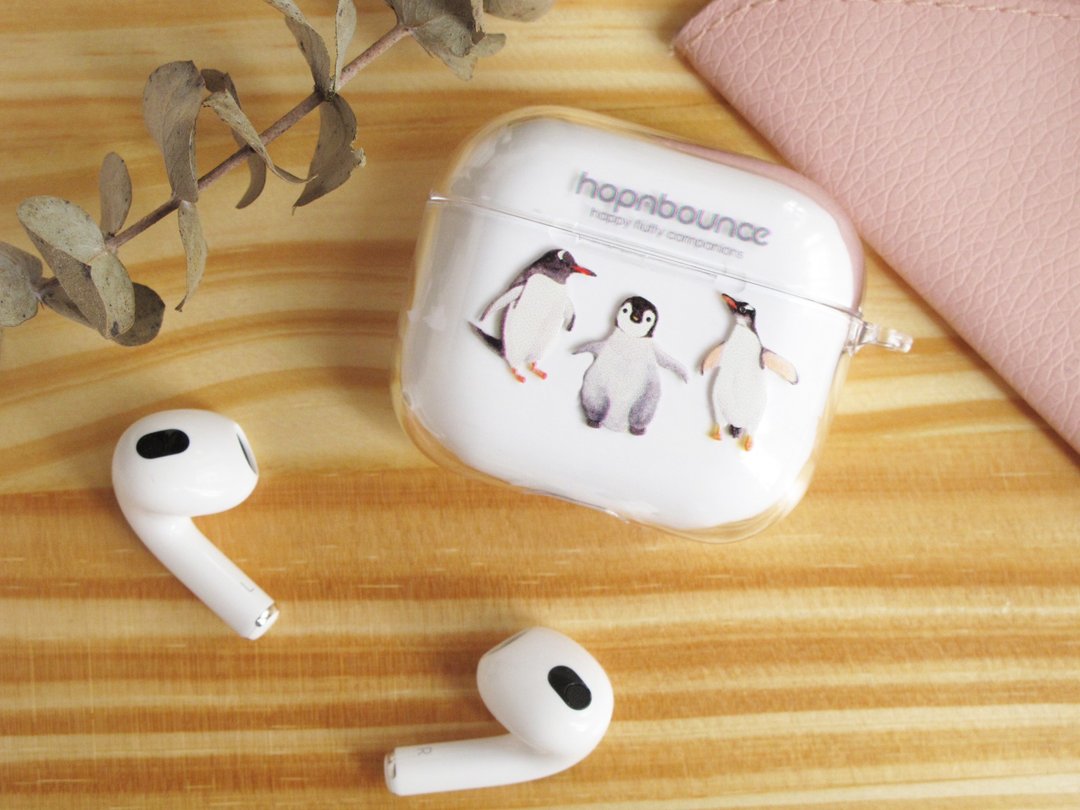 企鹅 透明 AirPods 保护套(硬壳/软壳可选,支持所有型号) - 耳机收纳 - 塑料 透明