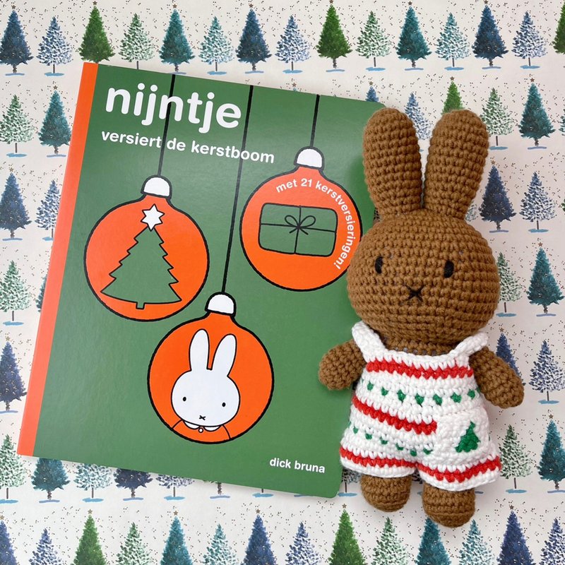 荷兰 Just Dutch | Melanie 编织娃娃和她的圣诞吊带裤 - 玩偶/公仔 - 棉．麻 白色