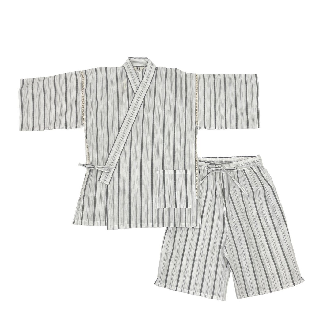 日本 和服 男士 绵麻 甚平 休闲服 睡衣 成套组 M L LL wn32 - 居家服/睡衣 - 棉．麻 白色