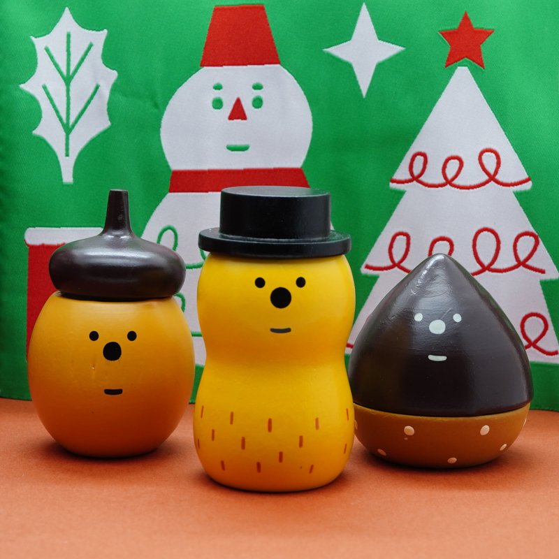 日本Decole 文具 - 果实三人组木制珍藏小盒 - 摆饰 - 木头 