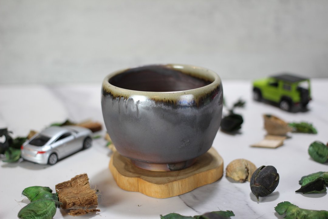 【沐春生活】220ml 柴烧 天目釉 手拉坯茶碗 茶杯 莺歌叶敏祥作 - 茶具/茶杯 - 瓷 