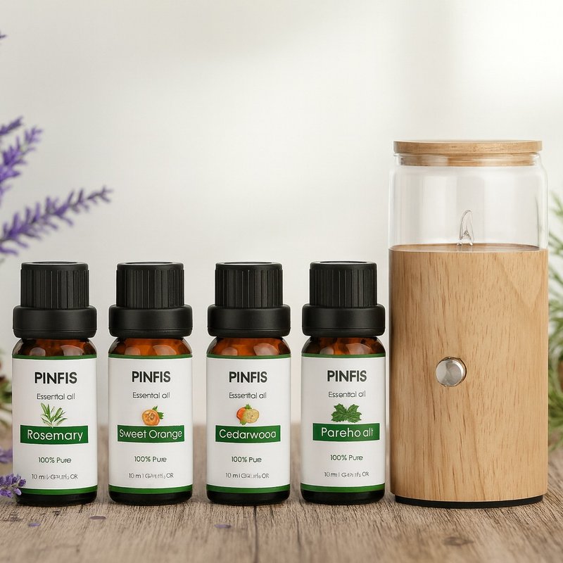 【品菲特PINFIS】手工玻璃实木精油扩香仪-直筒型(天然精油4入) - 香薰/精油/线香 - 玻璃 