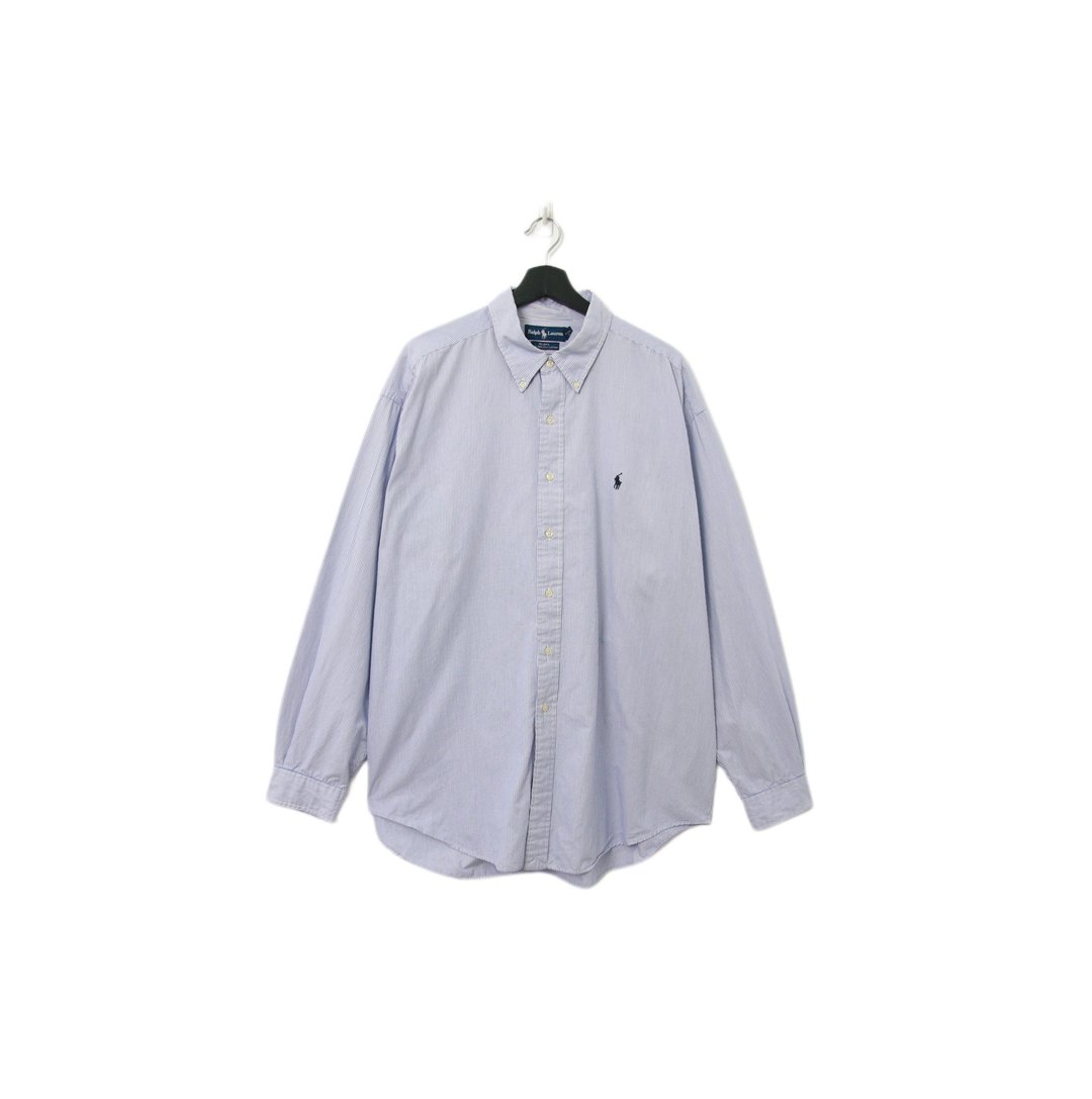 Back to Green-品牌衬衫 Polo宽松蓝线条 LP-26//vintage shirt - 男装衬衫 - 棉．麻 