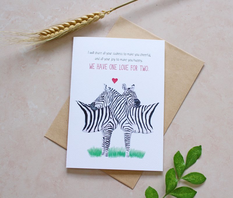 卡片情人卡 斑马卡片 对折卡片 问候卡  告白卡 - 卡片/明信片 - 纸 