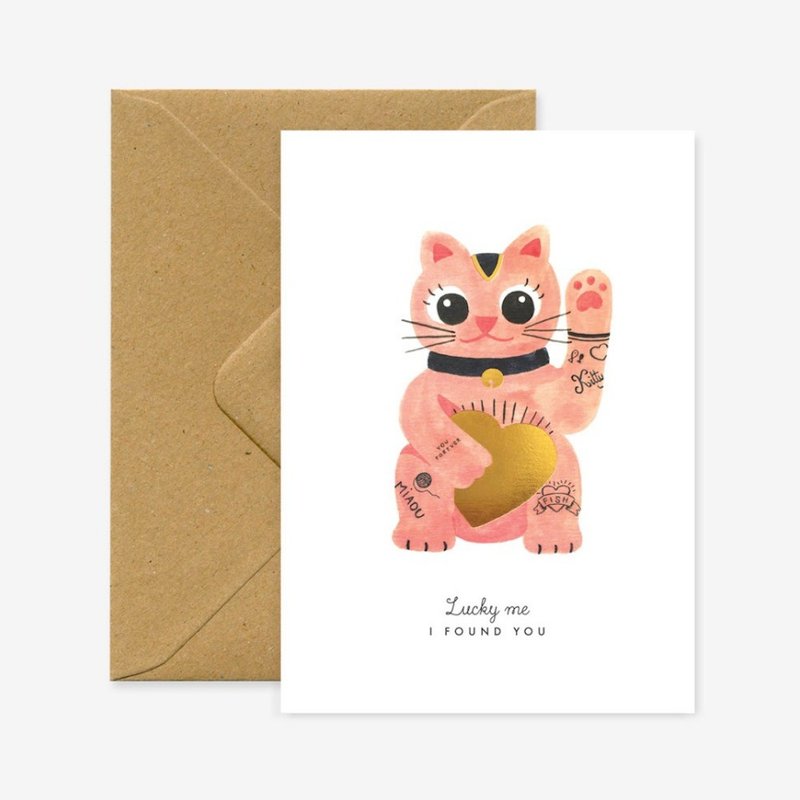 招来爱情的粉红猫万用卡片 - 卡片/明信片 - 纸 