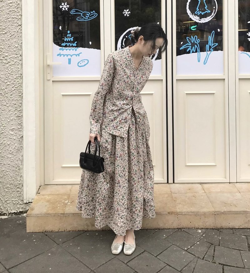 日日是春日 纯棉碎花衬衫 半裙套装 可客製 - 女装衬衫 - 其他材质 多色