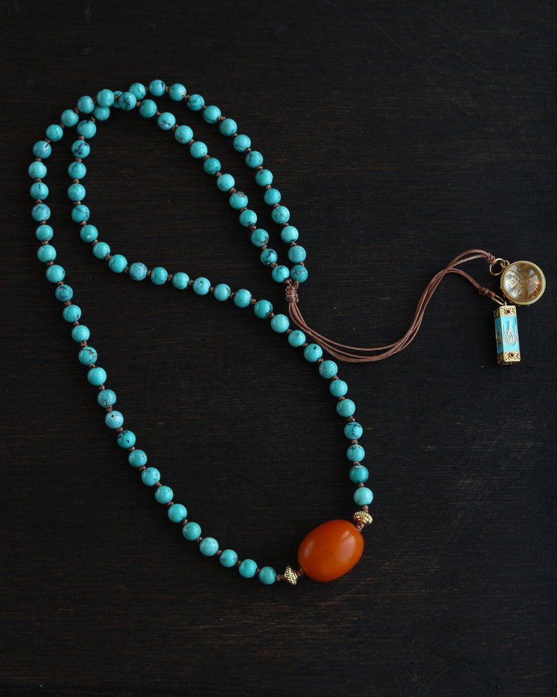 5mm天然绿松石 老腊枣珠项链多圈手链手串s - 手链/手环 - 宝石 蓝色