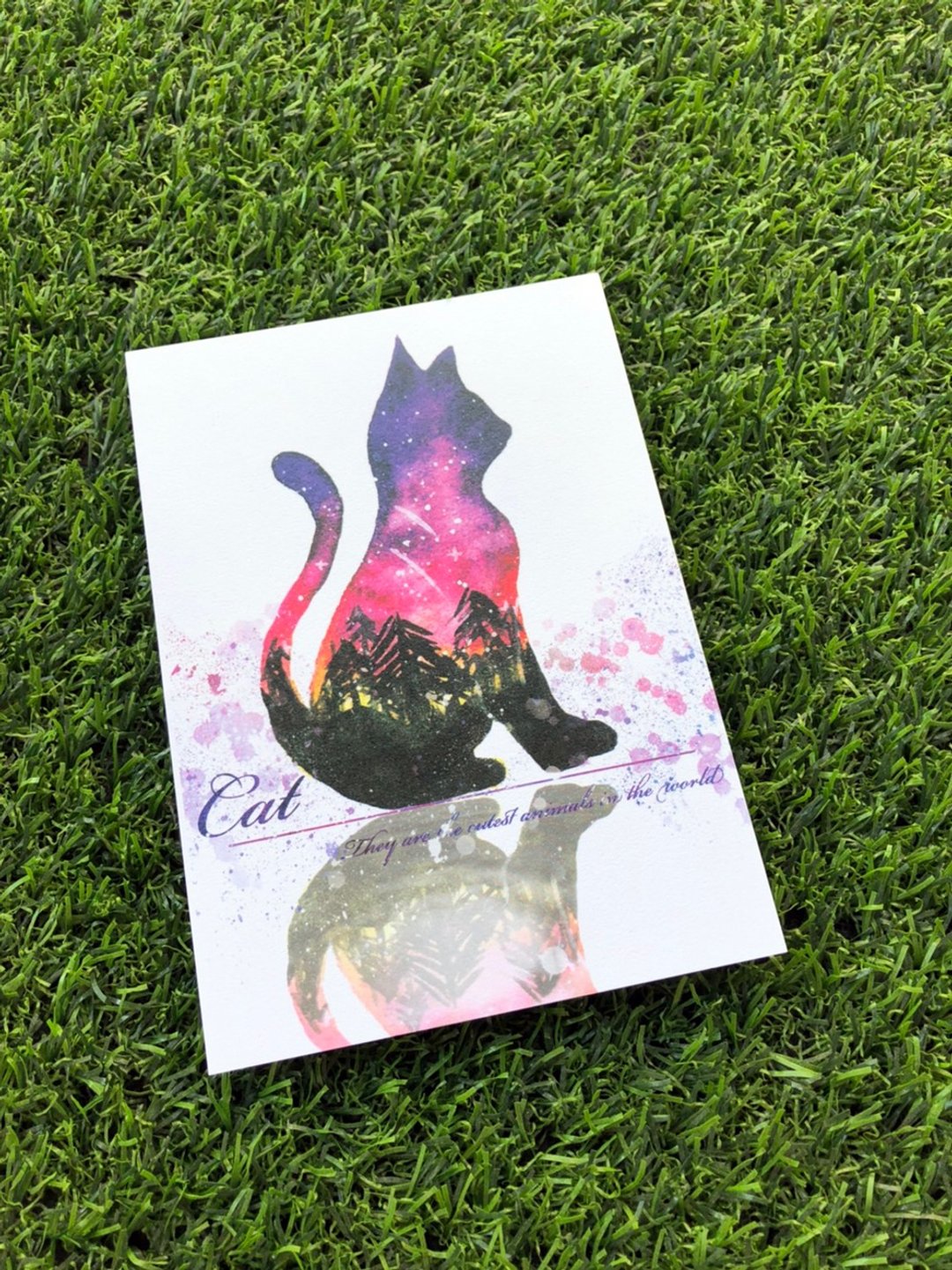星空猫明信片　紫霞 - 卡片/明信片 - 纸 紫色