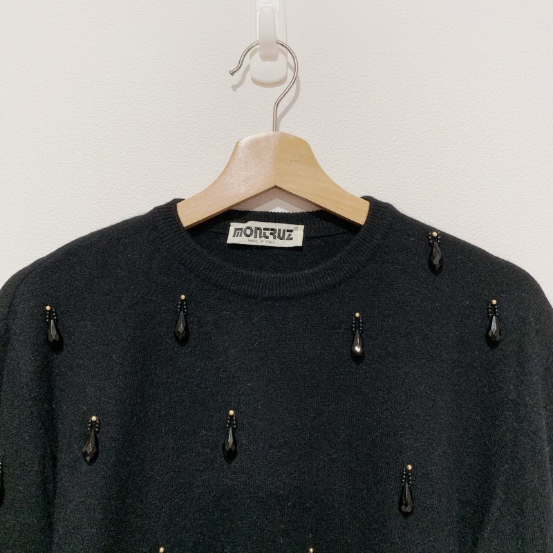 意大利制 黑色水钻古着毛衣 - 女装针织衫/毛衣 - 聚酯纤维 黑色
