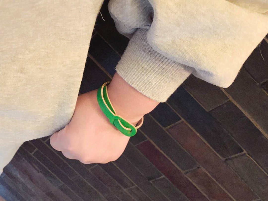 COME Casual Kimeru Sun Green x Ash Comeback Bracelet Children to adults OK CBB-GH - 手链/手环 - 真皮 绿色